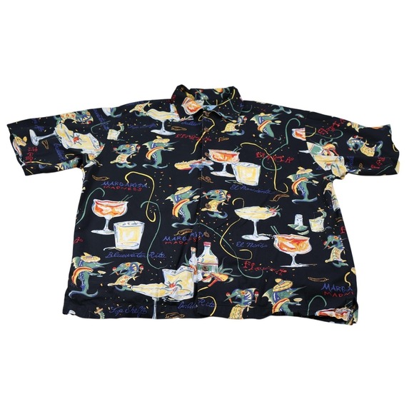 Bluewater Other - Bluewater Shirt Mens M Black Cotton Rayon Button Up Short Sleeve Relaxed